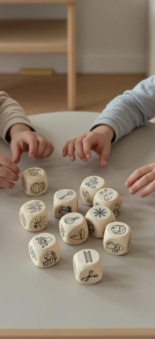 Montessori kocke pričalice – drvene kocke za stvaranje priča