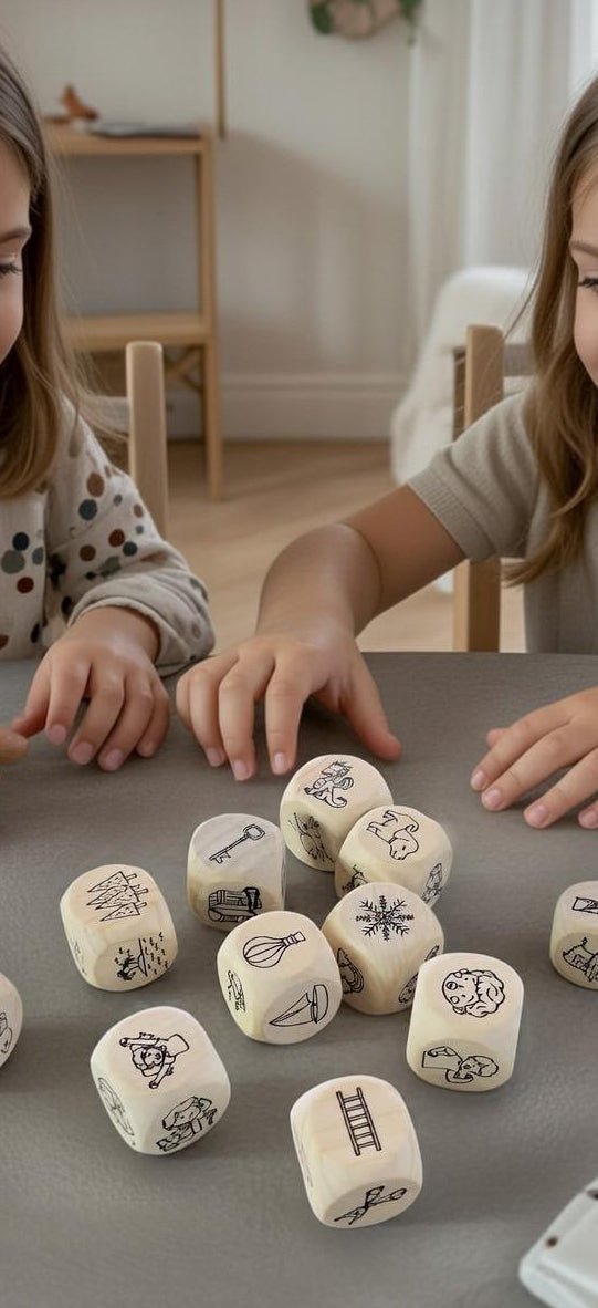Montessori kocke pričalice – drvene kocke za stvaranje priča